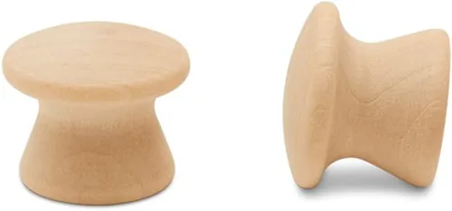 Miniatura 5 de Woodpeckers Perillas de madera de grano final, 1 pulgada, paquete de 25 pomos de madera pequeños sin terminar para armarios, aparadores, tiradores