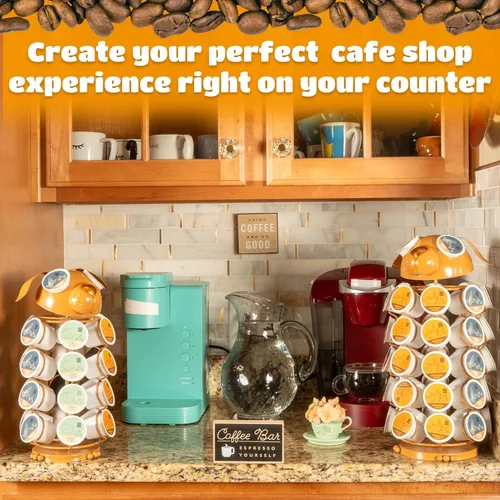 Miniatura 6 de Made Easy Kit Soporte para cápsulas de café en carrusel, compatible con cápsulas Keurig K-Pods K-Cups, organizador de almacenamiento en mostrador