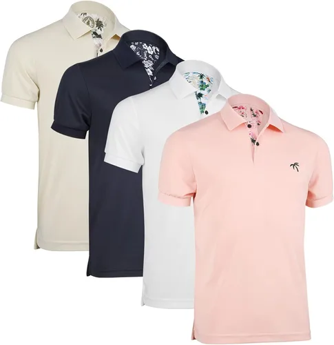 Albert Morris - Camisas tipo polo de manga corta para hombre a rayas 4 unidades