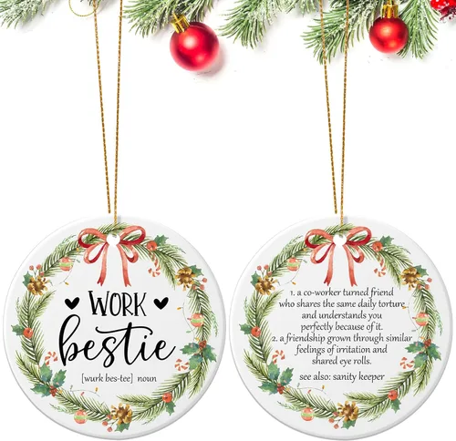Miniatura 13 de Patelai Adorno de Peluquero de Navidad de Cerámica Colgante Regalo para Estilista de Cabello Adorno de Placa de Peluquero Recuerdo Navideño