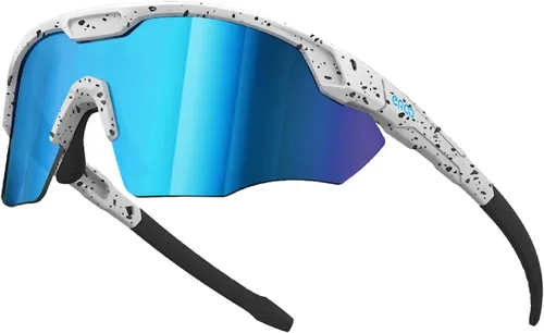 Gafas de sol deportivas XL para hombres, béisbol, correr, ciclismo, voleibol, MTB, regalos de recreación al aire libre. S596 Blanco / Punto / Azul