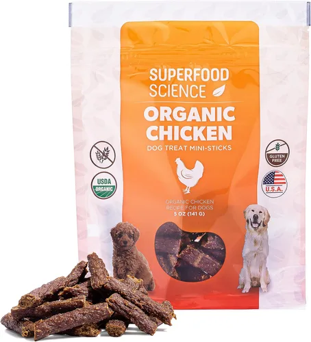 Golosinas orgánicas de pollo para perros, golosinas de entrenamiento bajas en calorías, sin granos, cecina natural semisuave con batata, cúrcuma y