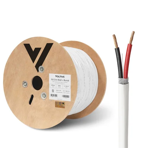 Miniatura 54 de Voltive Cable de altavoz 10/2, CL3 en pared y entierro directo, negro, 100 pies - 10 AWG, 2 conductores, cobre trenzado sin oxígeno, listado UL
