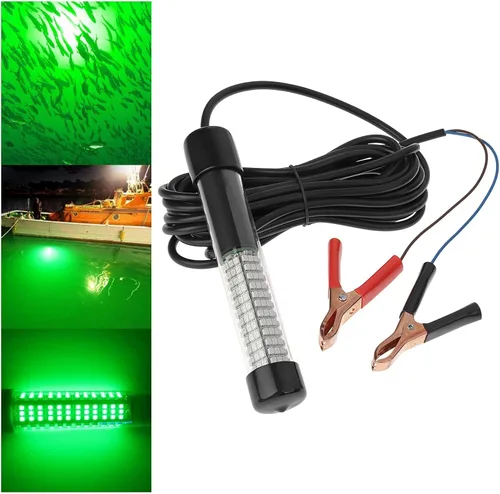 Linkstyle Luz sumergible de pesca de 12 V, 2000LM lámpara submarina de atracción de peces verdes con cable de 16.4 ft para pesca nocturna de barco