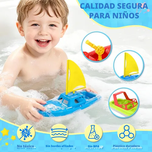 Miniatura 3 de Flota de botes de juguete para niños pequeños, botes acuáticos flotantes para piscina, baño y playa, juego de botes coloridos para niños de 3 a 5