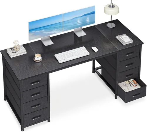 Miniatura 6 de Casaottima Escritorio para computadora de 48 pulgadas con 8 cajones de tela, escritorio de oficina moderno con gran almacenamiento para oficina