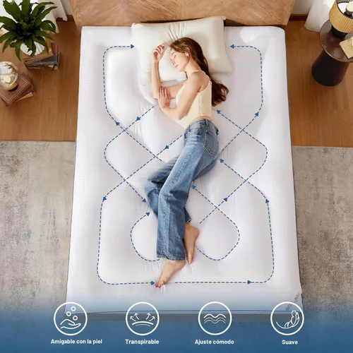 Miniatura 6 de BEDLORE Cubrecolchón tamaño King, Almohadilla Superior Gruesa Pillow Top para Alivio del Dolor de Espalda, Funda de Colchón Suave Refrescante