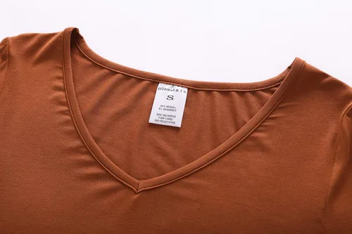 Miniatura 5 de OThread & Co. Camiseta de manga larga con cuello en V, para mujer, con capa básica, de licra
