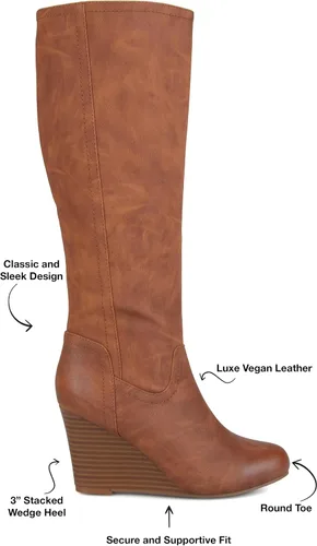 Miniatura 2 de Journee Collection Botas largas para mujer con tacón de cuña y cremallera interior, color marrón, 8, Marrón
