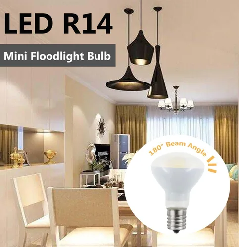 Miniatura 4 de 2-Pack E17 R14 LED Bulb, 4W Daylight 120V E17 Intermediate Base Mini Reflector Floodlight Light Bulb, Non dimmable