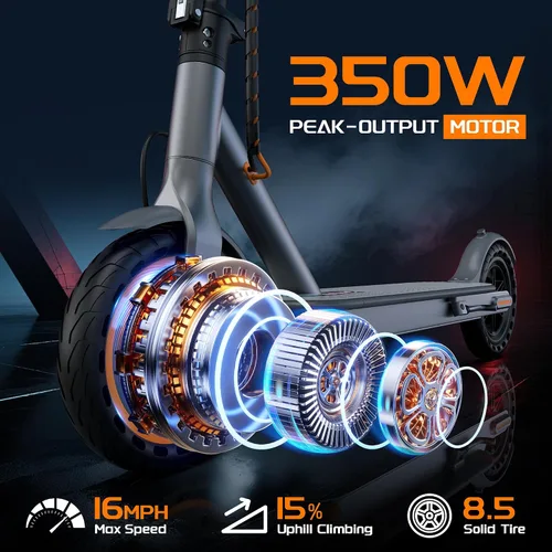 Miniatura 3 de NAVIC Scooter eléctrico para adultos, scooter plegable E con motor potente de 350 W/500 W/750 W, neumáticos sólidos de 8.5 pulgadas/10 pulgadas/14