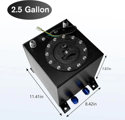 Miniatura 2 de Celda de combustible de aluminio pulido de 2.5 galones con sensor de nivel de tapa negro