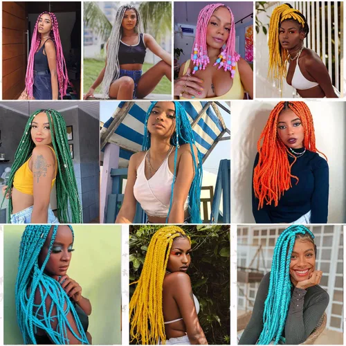 Miniatura 6 de Leeven 26 pulgadas, 2 paquetes de cabello trenzado color lila claro preestirado, cabello trenzado lavanda, extensiones de trenzas preestiradas