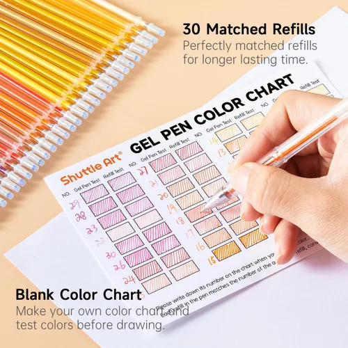 Miniatura 4 de Shuttle Art Paquete de 60 bolígrafos de gel de tono rojo amarillo, 30 bolígrafos de gel rojo, naranja, amarillo, con 30 recambios para adultos