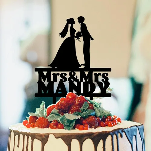 Miniatura 9 de Decoración de pastel de matrimonio lesbiano para boda, señora y señora, decoración de pastel de novia, silueta de dos niñas, decoración para pastel