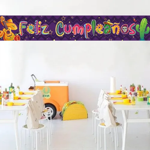 Miniatura 3 de Cartel de Feliz Cumpleaños, temática de fiesta mexicana, telón de fondo de feliz cumpleaños, letrero de patio, decoración de fiesta de cumpleaños