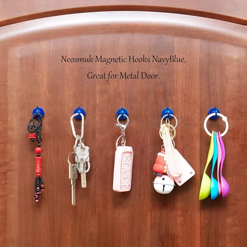 Miniatura 5 de NEOSMUK - Ganchos magnéticos de alta resistencia con imanes extrafuertes para colgar en refrigerador, crucero, cabinas o parrilla, color azul Azul