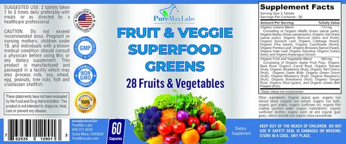 Miniatura 5 de Verdes superalimentos de frutas y verduras - 28 frutas y verduras con alfalfa, hierba de cebada, espirulina, raíz de remolacha, cereza ácida