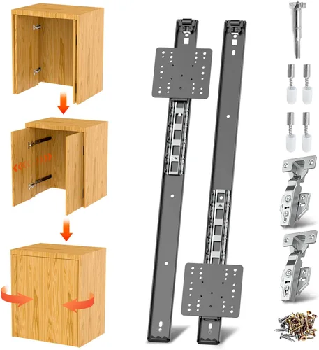 Miniatura 14 de Rieles para Puertas Corredizas de Bolsillo, Riel para Puerta Corrediza de Bolsillo para Gabinete, Bisagra para Puerta de Bolsillo, Herrajes