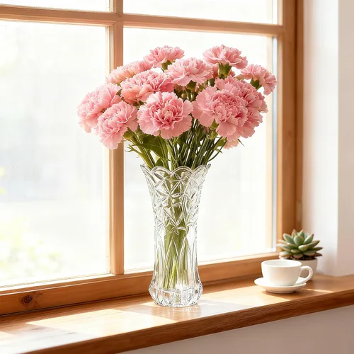 Miniatura 7 de Dicunoy Juego de 2 jarrones de flores de cristal, jarrones grandes transparentes de 9.5 pulgadas para centros de mesa, moderno jarrón de rosas