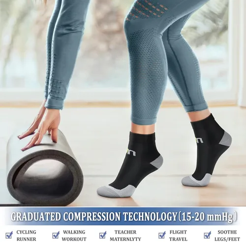 Miniatura 3 de CHARMKING Calcetines de compresión para mujeres y hombres, circulación de 15 a 20 mmHg, lo mejor para atletismo, correr, ciclismo, enfermera, uso