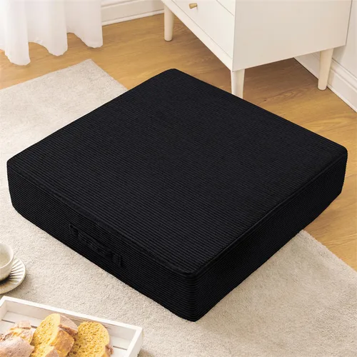 Wellsin Almohadas cuadradas sólidas para el suelo para adultos y niños, cojín grande de meditación con espuma gruesa y funda de terciopelo lavable,