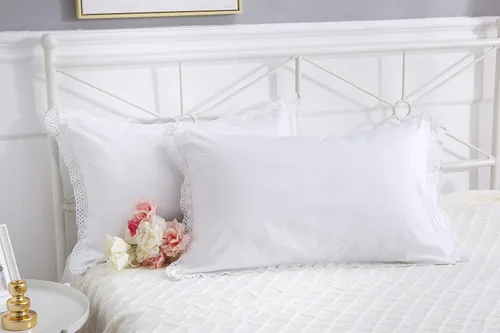Miniatura 4 de Fundas de almohada de encaje de ganchillo blanco tamaño Queen, fundas de almohada de algodón puro para cama, 2 piezas de 30 x 20 pulgadas