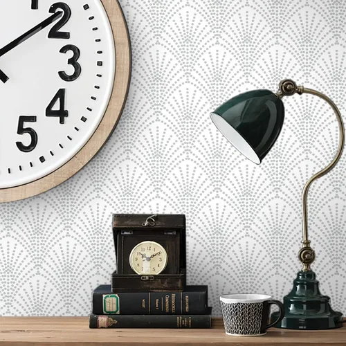 Ismoon Papel tapiz geométrico de 17.3 x 393 pulgadas, papel tapiz blanco y plateado, papel tapiz moderno autoadhesivo de pared, papel de contacto de