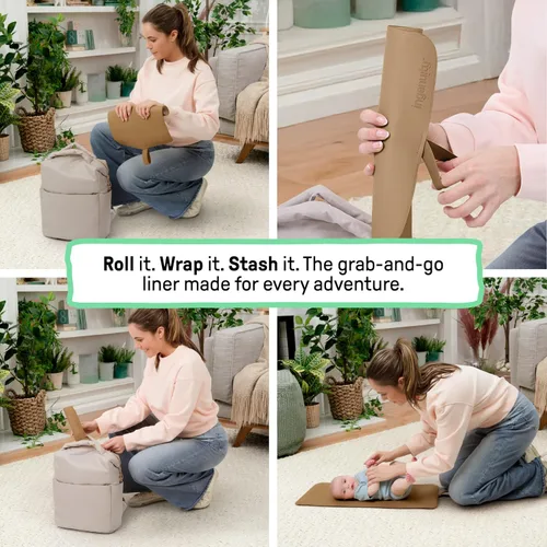 Miniatura 4 de Ingenuity Cambiador doble 2 en 1 de cambio rápido con forro de viaje, vinilo lavable, resistente al agua, lados contorneados y correa de seguridad