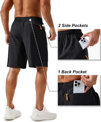 Miniatura 100 de TACVASEN Pantalones cortos deportivos para correr para hombre, 9 pulgadas, de secado rápido, pantalones cortos ligeros de verano, 3 bolsillos