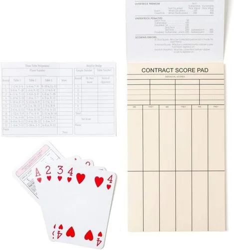 Miniatura 3 de Caspari Juegos de regalo Breton Stripe Bridge - 2 mazos de cartas y 2 blocs de puntuación