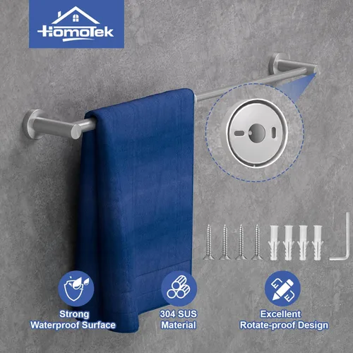 Miniatura 3 de HOMOTEK - Toallero ajustable, económico, toallero de baño de 12 a 22 pulgadas, toallero individual de 12 a 22 pulgadas, toallero de montaje