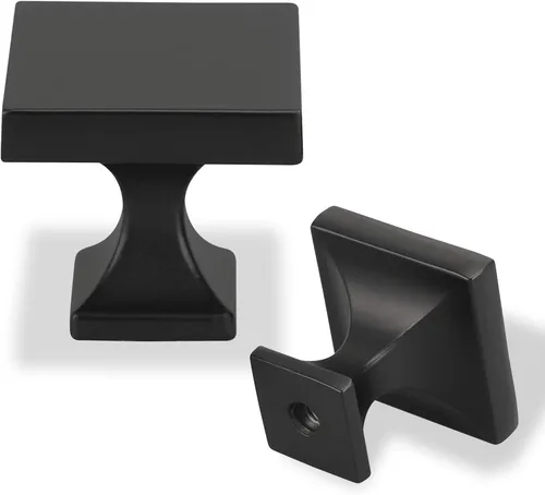 Miniatura 11 de homdiy Paquete de 5 pomos negros para gabinetes, pomos de cajón, pomos cuadrados sólidos para aparadores MO6785BK, herrajes negros para cajones