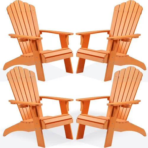Miniatura 23 de Psilvam Silla Adirondack, silla para hoguera de madera de polietileno de gran tamaño con soporte para tazas, sillas de patio de soporte de 350 Blanco