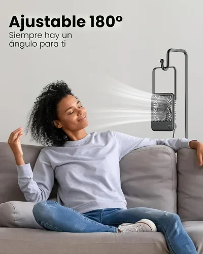 Miniatura 3 de Koonie - Ventilador de escritorio USB, viento fuerte, ultra silencioso, pequeño ventilador personal con inclinación plegable de 180° y 3 velocidades