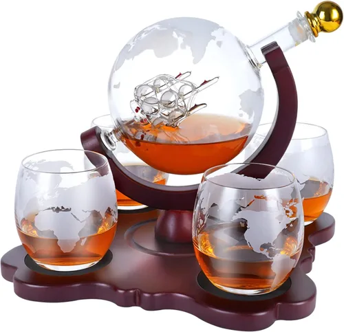 Miniatura 8 de Regalos para hombres, papá, marido de esposa, hija, hijo, juego de decantador de whisky en forma de globo con 2 vasos, regalos únicos de Navidad