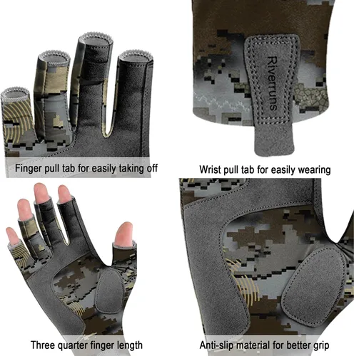 Miniatura 2 de Riverruns Guantes de pesca UPF 50+ con protección UV para hombres y mujeres para exteriores, kayak, remo, remo, canoa, senderismo