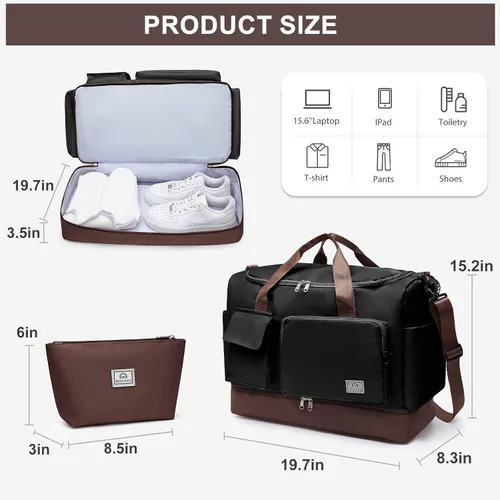Miniatura 329 de Pequeña bolsa de gimnasio para mujer, bolsa de viaje con compartimento para zapatos