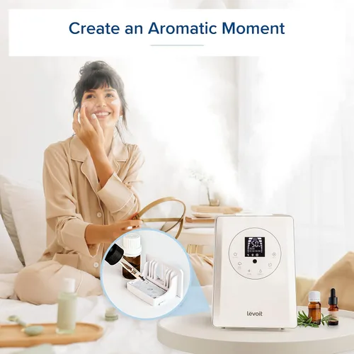 Miniatura 39 de LEVOIT Humidificadores evaporativos para dormitorio de bebé, filtros dobles de aire y agua, sensor separado, sin luz azul para luz nocturna de Blanco