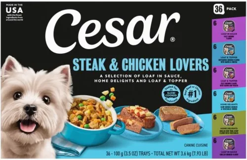 Miniatura 14 de Cesar - Comida húmeda para perros amantes de los filetes, para adultos, comida húmeda para perros con carne real, bandejas de 3.5 onzas fáciles