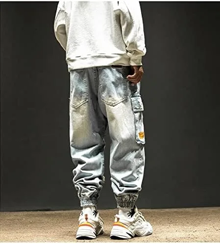 Miniatura 3 de Pantalones de mezclilla rojos con letras rasgadas para hombre