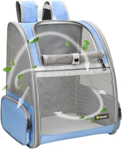 Miniatura 15 de Texsens Mochila para transportar mascotas innovadora de burbuja para gatos y perros Rosa (mesh pink)