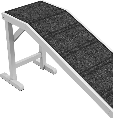 Miniatura 8 de PawHut Rampa para perros para cama, rampa para mascotas para perros con alfombra antideslizante y plataforma superior, 49 x 16 x 14 pulgadas