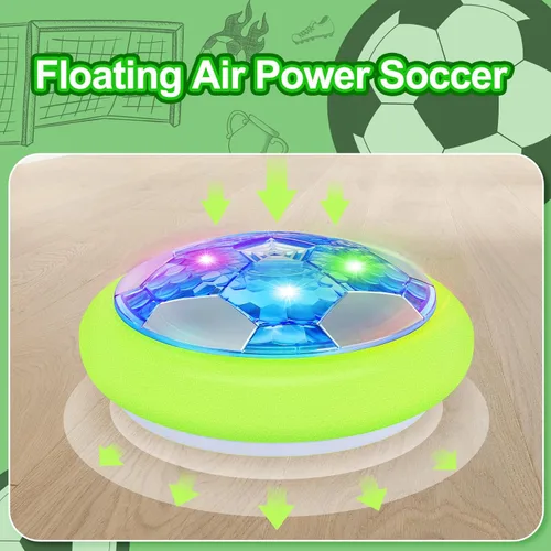 Miniatura 2 de Growsland Balón de Fútbol Flotante con 2 Porterías - Juguete de Fútbol Flotante de Aire Recargable con Luces LED y Parachoques de Espuma