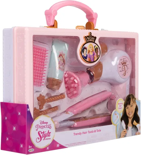 Miniatura 5 de Disney Princess Style Collection - Juego de herramientas de peinado de moda para niñas con sonido y bolsa de almacenamiento para llevar