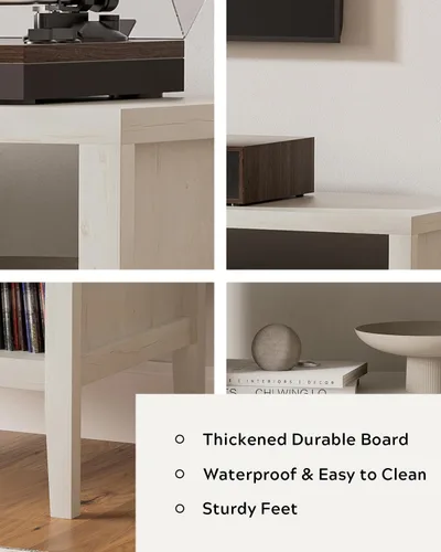 Miniatura 4 de Moderno soporte para tocadiscos, armario de almacenamiento de discos de vinilo con estante abierto, reproductor de discos de madera, organizador