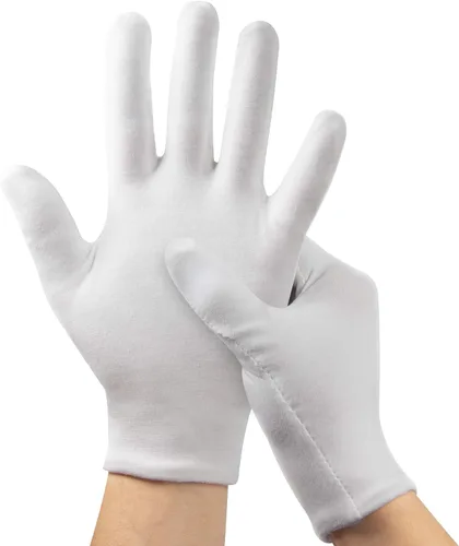 5 pares (10 unidades) guantes hidratantes durante la noche para hombres y mujeres, guantes de algodón blanco lavables para SPA para manos secas,