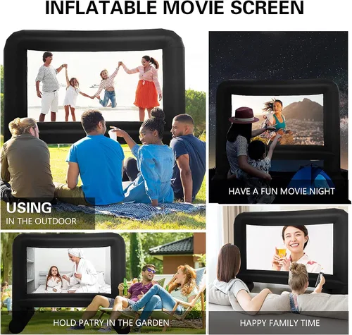 Miniatura 2 de GZKYYLEGS Pantalla de cine inflable de 16 pies para exteriores, pantalla de proyección con soplador de aire, amarres y bolsa de almacenamiento