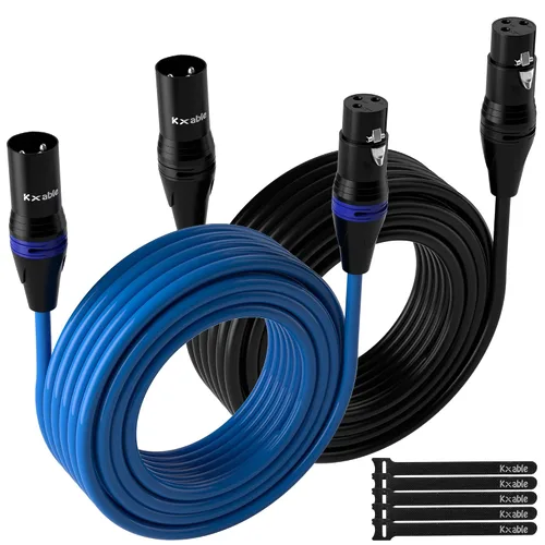 Miniatura 7 de XLR Cable de micrófono de 2 pies (paquete de 2, multicolor), cable de conexión de micrófono equilibrado de 3 pines macho a hembra, trenzado