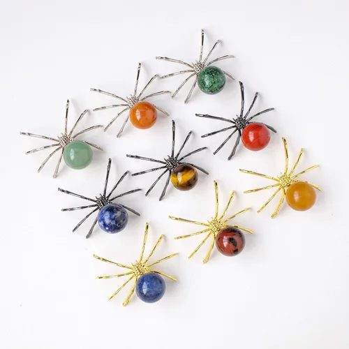 Miniatura 6 de Runyangshi 1 bola de amatista de cristal natural de 2 pulgadas, hecha a mano, estatua de araña animal, adorno de cristal curativo para decoración